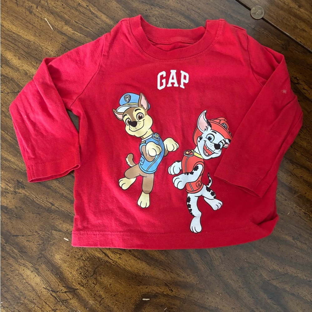 GAP Red Paw Patrol Long Sleeve Tee with Chase & Marshall